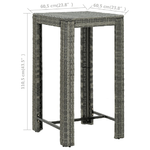 vidaXL Tavolo da Bar da Giardino Grigio 60,5x60,5x110,5 cm Polyrattan