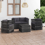 vidaXL Set Divani da Giardino su Pallet 5 pz con Cuscini Massello Pino