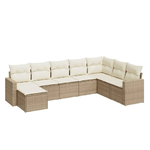 vidaXL Set Divano da Giardino 8 pz con Cuscini Beige in Polyrattan