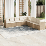 vidaXL Set Divano da Giardino 9 pz con Cuscini Beige in Polyrattan