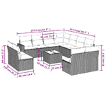 vidaXL Set Divani da Giardino 12 pz con Cuscini Beige in Polyrattan