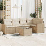 vidaXL Set Divano da Giardino 6 pz con Cuscini Beige in Polyrattan