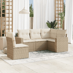 vidaXL Set Divano da Giardino 5 pz con Cuscini Beige in Polyrattan