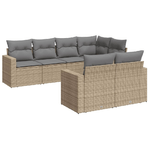 vidaXL Set Divani da Giardino 7 pz con Cuscini Beige in Polyrattan