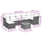 vidaXL Set Divani da Giardino con Cuscini 8 pz Nero in Polyrattan