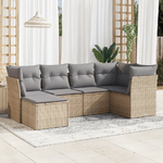 vidaXL Set Divano da Giardino 6 pz con Cuscini Beige in Polyrattan