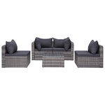 vidaXL Set Divani da Giardino 7 pz con Cuscini in Polyrattan Grigio