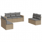 vidaXL Set Divani da Giardino 7 pz con Cuscini Beige in Polyrattan