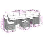 vidaXL Set Divani da Giardino 7 pz con Cuscini Beige in Polyrattan