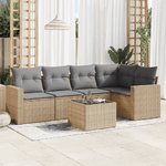 vidaXL Set Divano da Giardino 6 pz con Cuscini Beige in Polyrattan