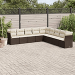 vidaXL Set Divani da Giardino 9pz con Cuscini Marrone in Polyrattan