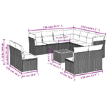 vidaXL Set Divani da Giardino 12 pz con Cuscini Grigio in Polyrattan