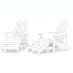 Sedie da Giardino Adirondack 2 pz con Poggiapiedi HDPE Bianco