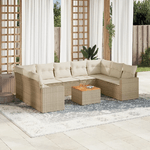 vidaXL Set Divano da Giardino 10 pz con Cuscini Beige in Polyrattan