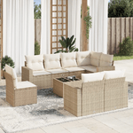 vidaXL Set Divano da Giardino 9 pz con Cuscini Beige in Polyrattan