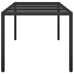 vidaXL Tavolo Giardino Nero 190x90x75 cm Vetro Temperato Polyrattan