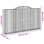 vidaXL Cesti Gabbioni ad Arco 3 pz 300x30x160/180 cm Ferro Zincato