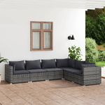 Set Divani da Giardino 6 pz con Cuscini in Polyrattan Grigio