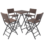 vidaXL Set da Giardino 5 pz Pieghevole in Acciaio e Polyrattan Marrone