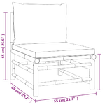 Set Salotto da Giardino 4pz con Cuscini Grigio Chiaro Bambù