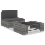 vidaXL Set Divani da Giardino 2 pz in Polyrattan Grigio