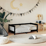 vidaXL Giroletto per Bambini Nero 70x140 cm in Legno Massello di Pino