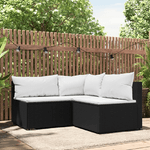 vidaXL Set Divani da Giardino 3 pz con Cuscini Nero in Polyrattan