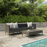 vidaXL Set Divani da Giardino 6 pz con Cuscini in Polyrattan Grigio