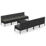 vidaXL Set Divani da Giardino 9 pz con Cuscini in Polyrattan Nero