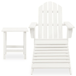 Sedia Adirondack con Ottomana e Tavolo in Abete Massello Bianco