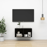 vidaXL Armadietto da Parete per TV Nero Lucido 37x37x72cm Truciolato