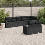 vidaXL Set Divani da Giardino con Cuscini 8 pz Nero in Polyrattan