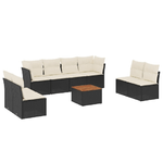 vidaXL Set Divani da Giardino 9 pz con Cuscini Nero in Polyrattan