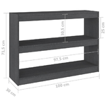 vidaXL Libreria/Divisorio Grigio 100x30x71,5 cm in Legno Massello di Pino