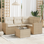 vidaXL Set Divano da Giardino 5 pz con Cuscini Beige in Polyrattan