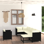 vidaXL Set Divani da Giardino 7 pz con Cuscini in Polyrattan Nero