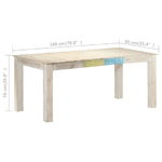 Tavolo da Pranzo 180x90x76 cm in Legno Massello di Mango