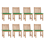 vidaXL Sedie da Giardino con Cuscini 8 pz in Legno Massello di Teak