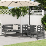 vidaXL Set Salotto da Giardino 3 pz Grigio in Legno Massello di Pino