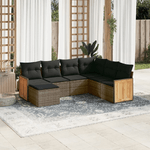 vidaXL Set Divani da Giardino 7 pz con Cuscini Grigio in Polyrattan