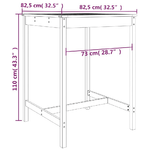 vidaXL Tavolo da Giardino Bianco 82,5x82,5x110cm Legno Massello Pino