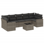 vidaXL Set Divano da Giardino 8 pz con Cuscini Grigio in Polyrattan