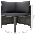 vidaXL Set Divani da Giardino 6 pz con Cuscini in Polyrattan Grigio