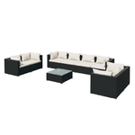 Set Divani da Giardino 9 pz con Cuscini in Polyrattan Nero