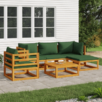 vidaXL Set Salotto da Giardino 6pz con Cuscini Verdi in Legno Massello