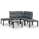 vidaXL Set Salotto da Giardino 6 pz in Polyrattan Nero e Grigio