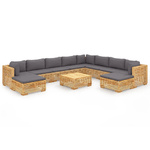 vidaXL Set Divani da Giardino 11 pz con Cuscini Legno Massello di Teak