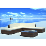 vidaXL Set Divani da Giardino 6 pz con Cuscini in Polyrattan Marrone