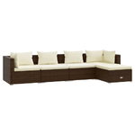 Set Divani da Giardino 5 pz con Cuscini in Polyrattan Marrone