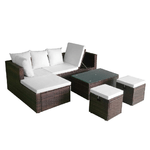 vidaXL Set Divani da Giardino 4 pz con Cuscini in Polyrattan Marrone